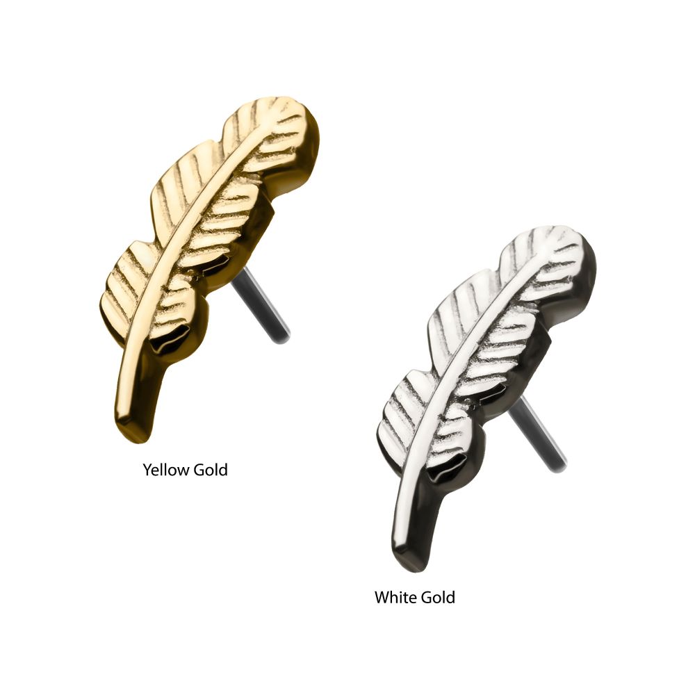 14Kt Gold Threadless with Aria Leaf Top