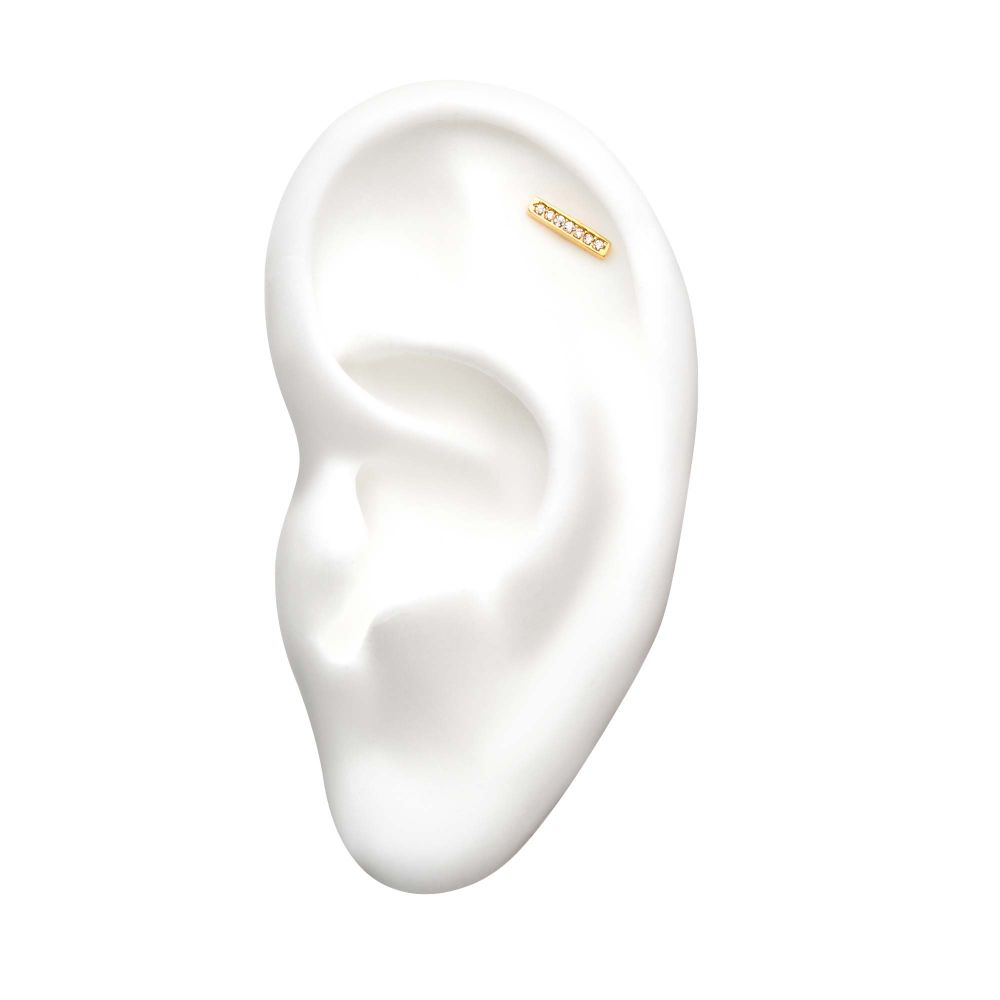 14kt Yellow Gold Threadless 9mm 7-Clear Gem Panel Top