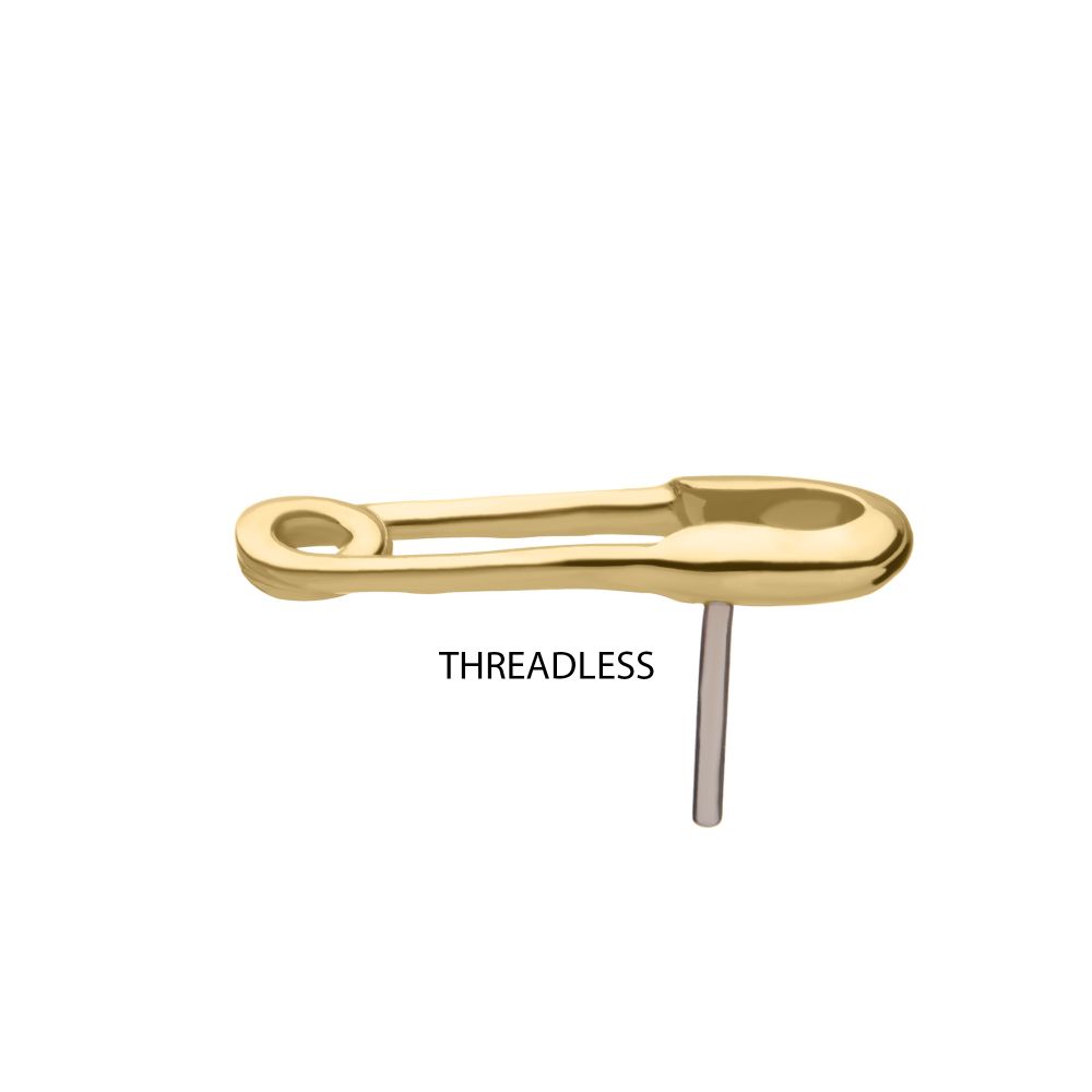 14Kt Gold Threadless Safety Pin Top