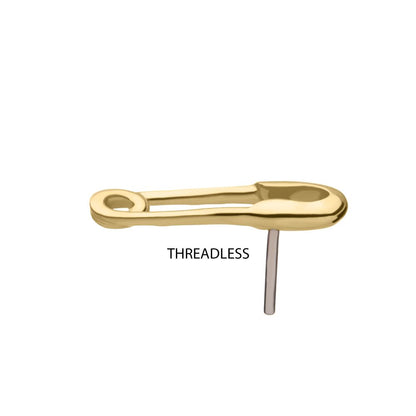14Kt Gold Threadless Safety Pin Top