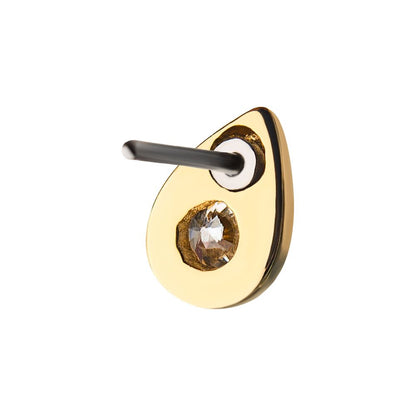 14Kt Yellow Gold Threadless Bezel Set Gem Teardrop Shape Top