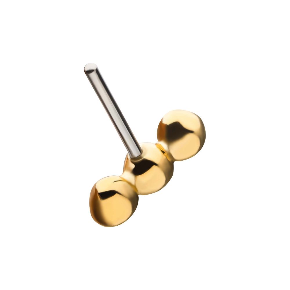 14Kt Yellow Gold Threadless with 3 Bezel Clear CZ Top