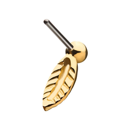 14Kt Yellow Gold Threadless  Bezel Set Gem Leaf Top