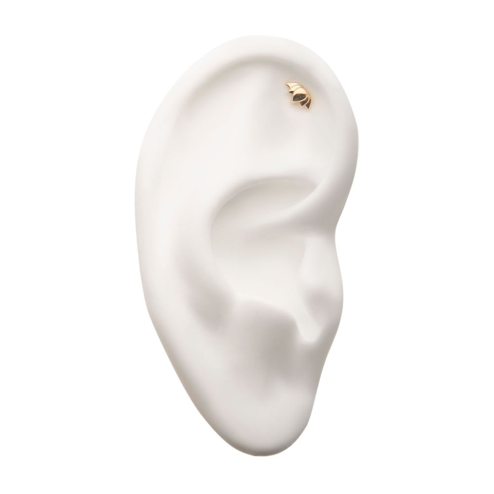 14Kt Yellow Gold Threadless with Lotus Top