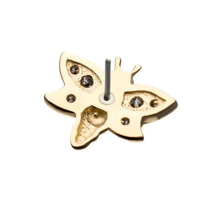 14Kt Yellow Gold Threadless with Clear Gem Bee Top
