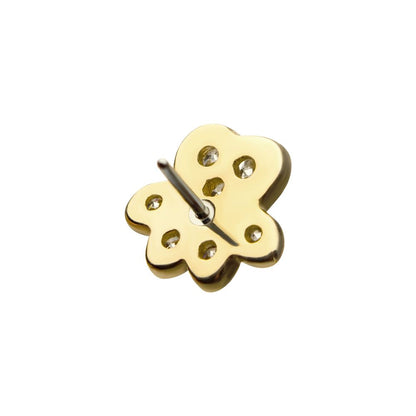 14Kt Yellow Gold Threadless with Dog Paw Clear CZ Top