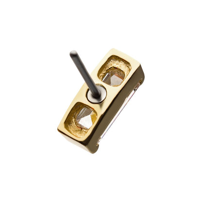 14Kt Yellow Gold Threadless with Rectangle Clear CZ Top