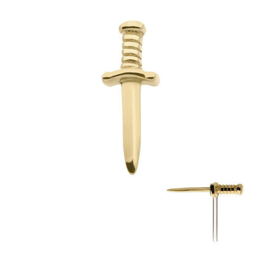 14Kt Yellow Gold Threadless with Dagger Top