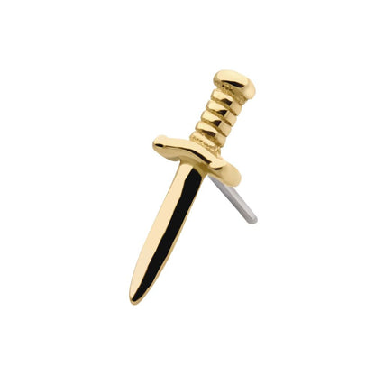14Kt Yellow Gold Threadless with Dagger Top