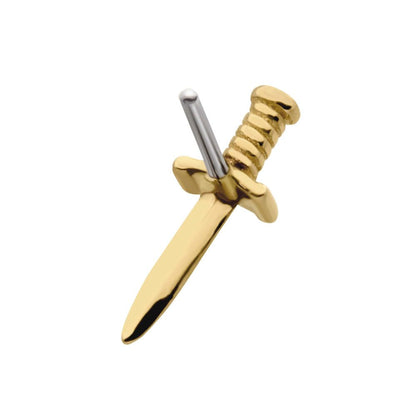 14Kt Yellow Gold Threadless with Dagger Top