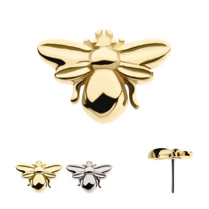 14kt Gold Threadless with Bee Top