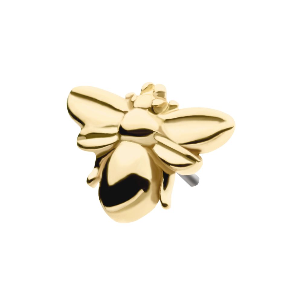14kt Gold Threadless with Bee Top