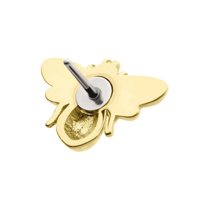 14kt Gold Threadless with Bee Top