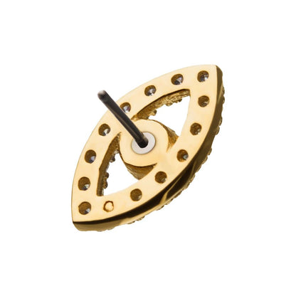 14kt Yellow Gold Threadless with Multi-Clear Gem Eye Top