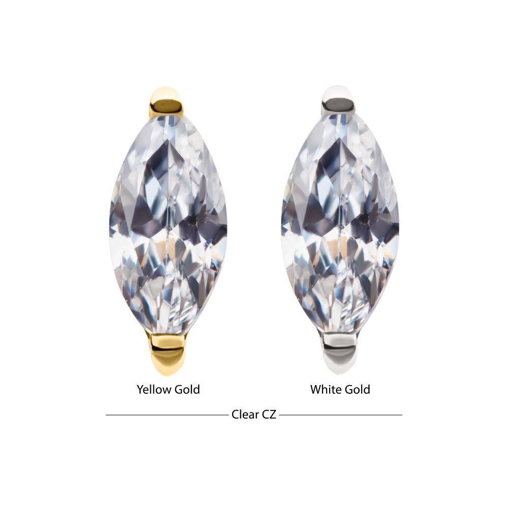 14Kt Gold Threadless with Marquise Prong Gem Top