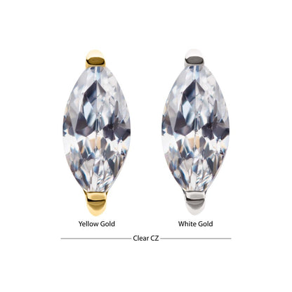 14Kt Gold Threadless with Marquise Prong Gem Top