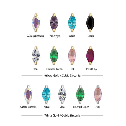 14Kt Gold Threadless with Marquise Prong Gem Top