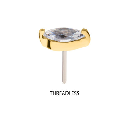 14Kt Gold Threadless with Marquise Prong Gem Top