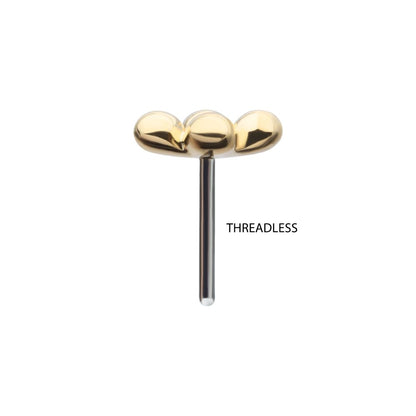 14Kt Gold Threadless 4-Bead Cluster Top