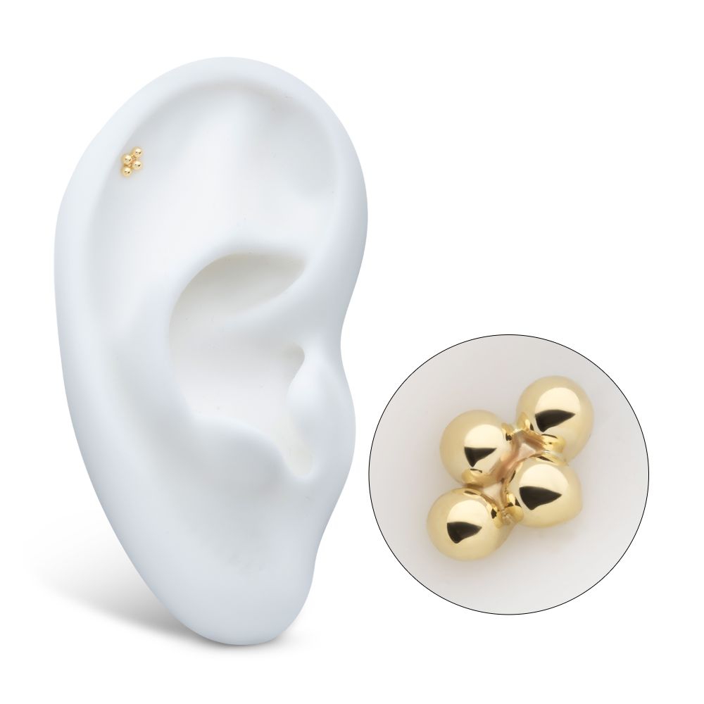 14Kt Gold Threadless 4-Bead Cluster Top