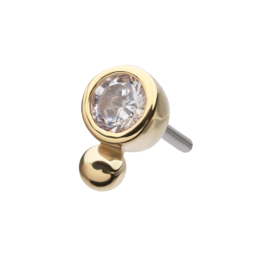 14Kt Gold Threadless 1.75mm Bezel Set Gem & Bead Top