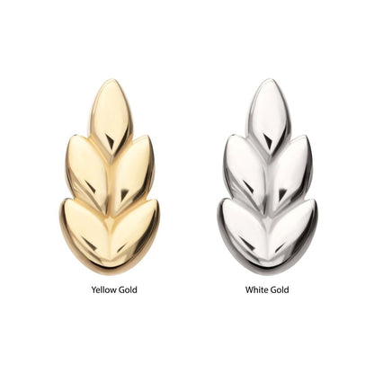 14Kt Gold Threadless Ash Leaf Top