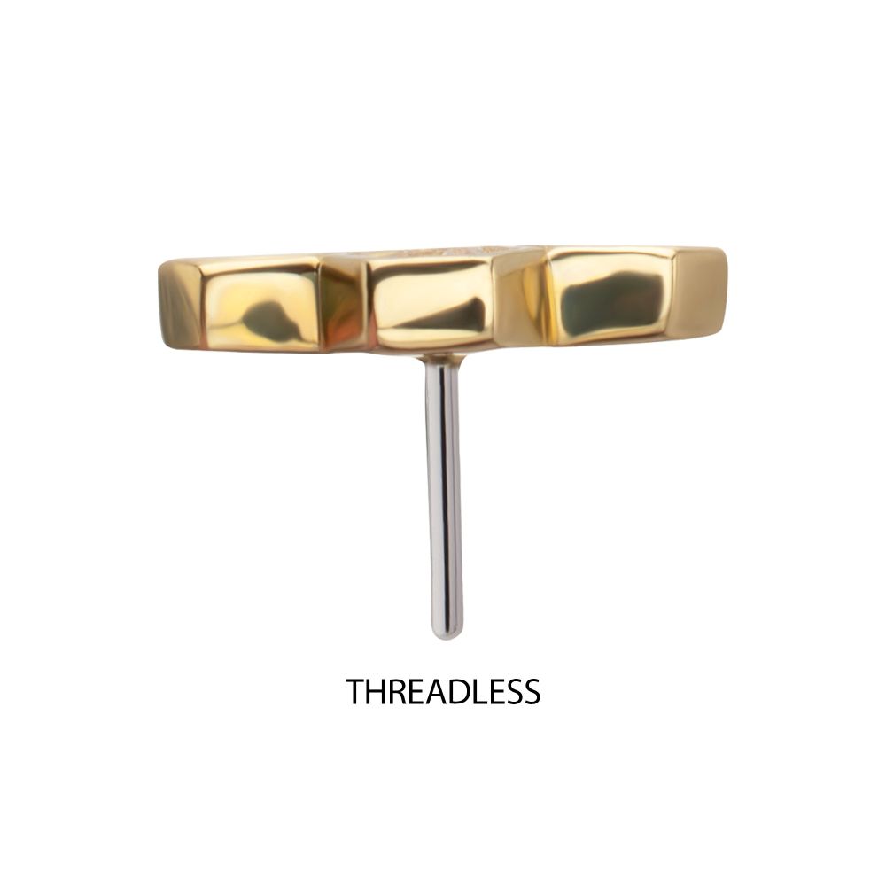 14Kt Yellow Gold Threadless Bezel Gem Hollow Out Honeycomb Top