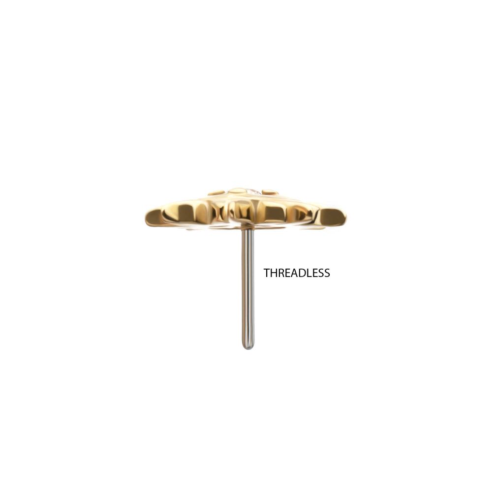 14Kt Yellow Gold Threadless "Solar Flare" Gem Top