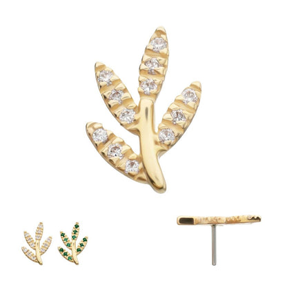 14Kt Yellow Gold Threadless "Golden Flora" Paved Gem Top