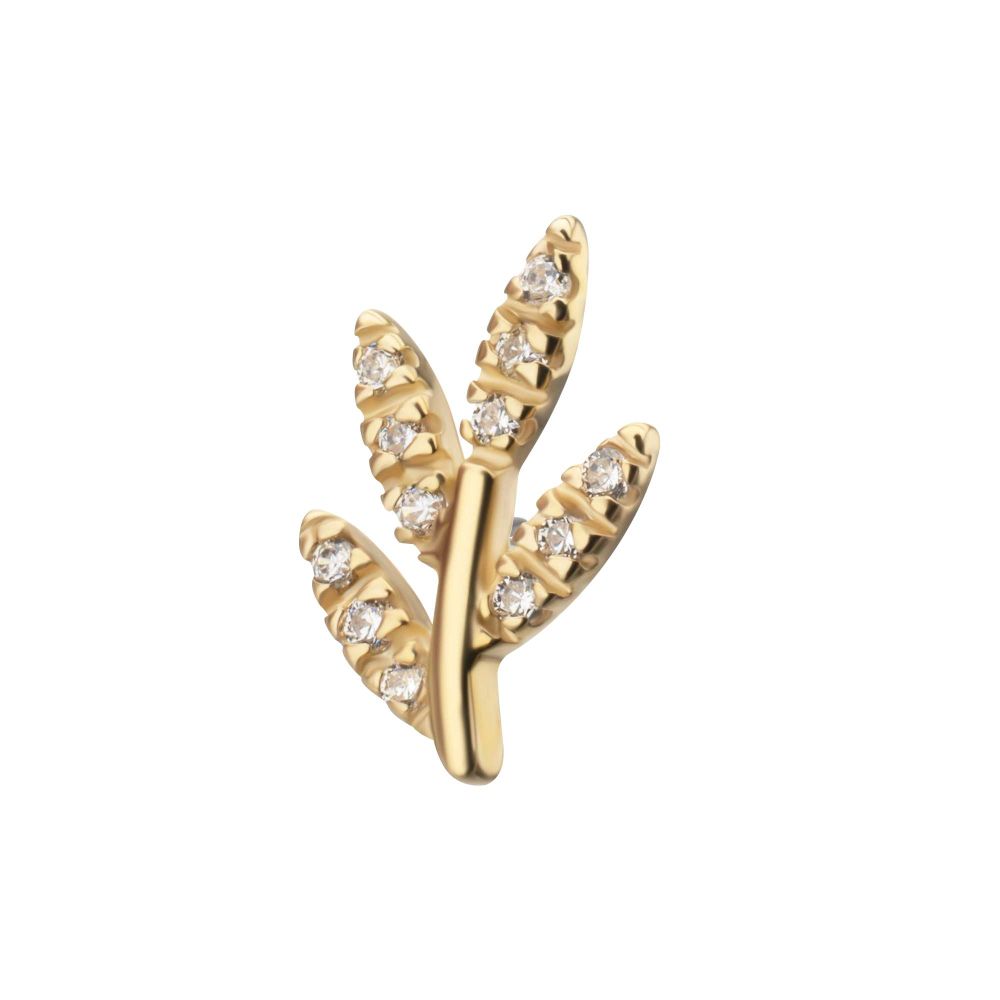 14Kt Yellow Gold Threadless "Golden Flora" Paved Gem Top