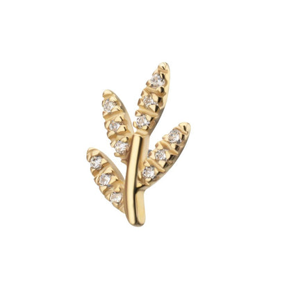 14Kt Yellow Gold Threadless "Golden Flora" Paved Gem Top