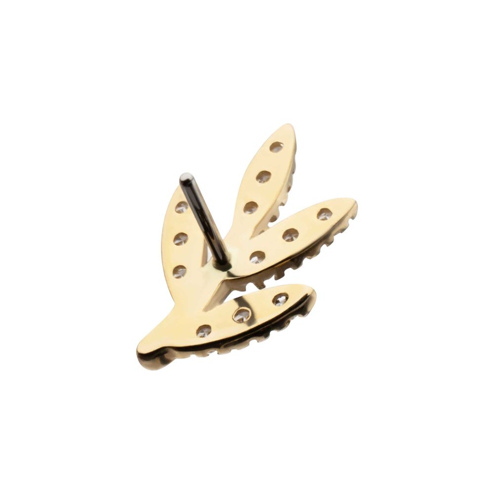 14Kt Yellow Gold Threadless "Golden Flora" Paved Gem Top