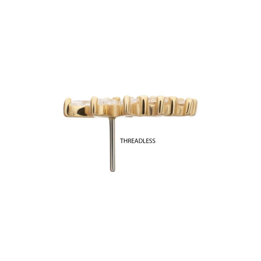 14Kt Yellow Gold Threadless "Marquise Bloom" 5-Cluster Gem Top