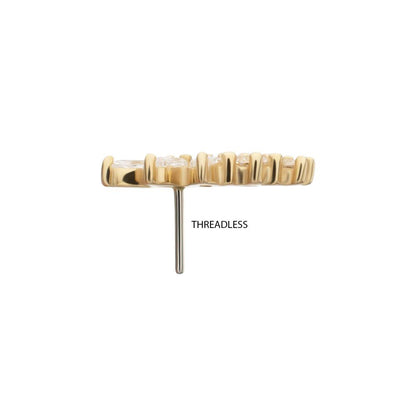 14Kt Yellow Gold Threadless "Marquise Bloom" 5-Cluster Gem Top