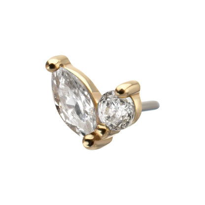 14Kt Yellow Gold Threadless Dual CZ Gem Harmony Top