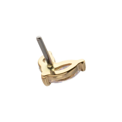 14Kt Yellow Gold Threadless Dual CZ Gem Harmony Top
