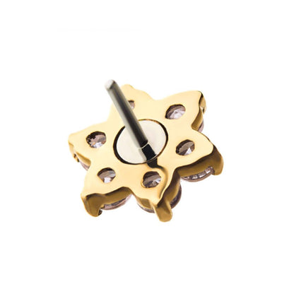 14kt Yellow Gold Threadless 7-CZ Gems Top