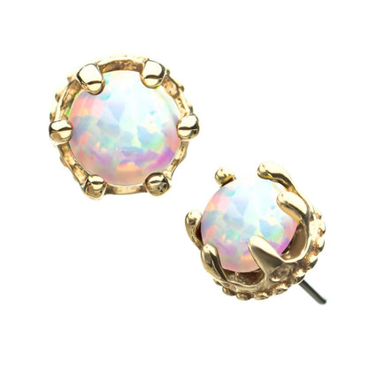 14kt Yellow Gold Threadless Crown Set Opal Top