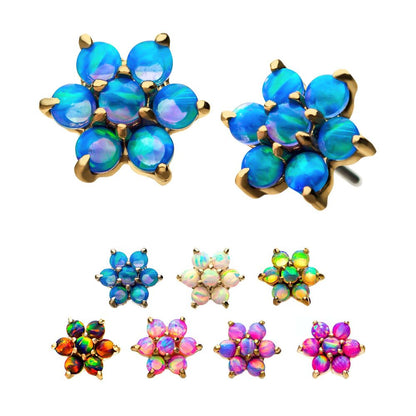 14kt Yellow Gold Threadless 7-Synthetic Opal Top