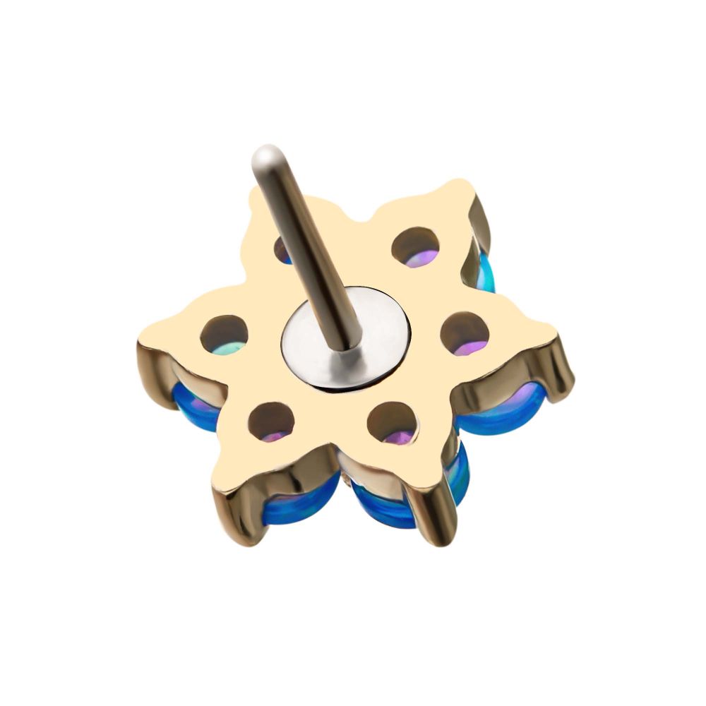 14kt Yellow Gold Threadless 7-Synthetic Opal Top