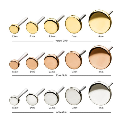 14Kt Gold Threadless Disk Top