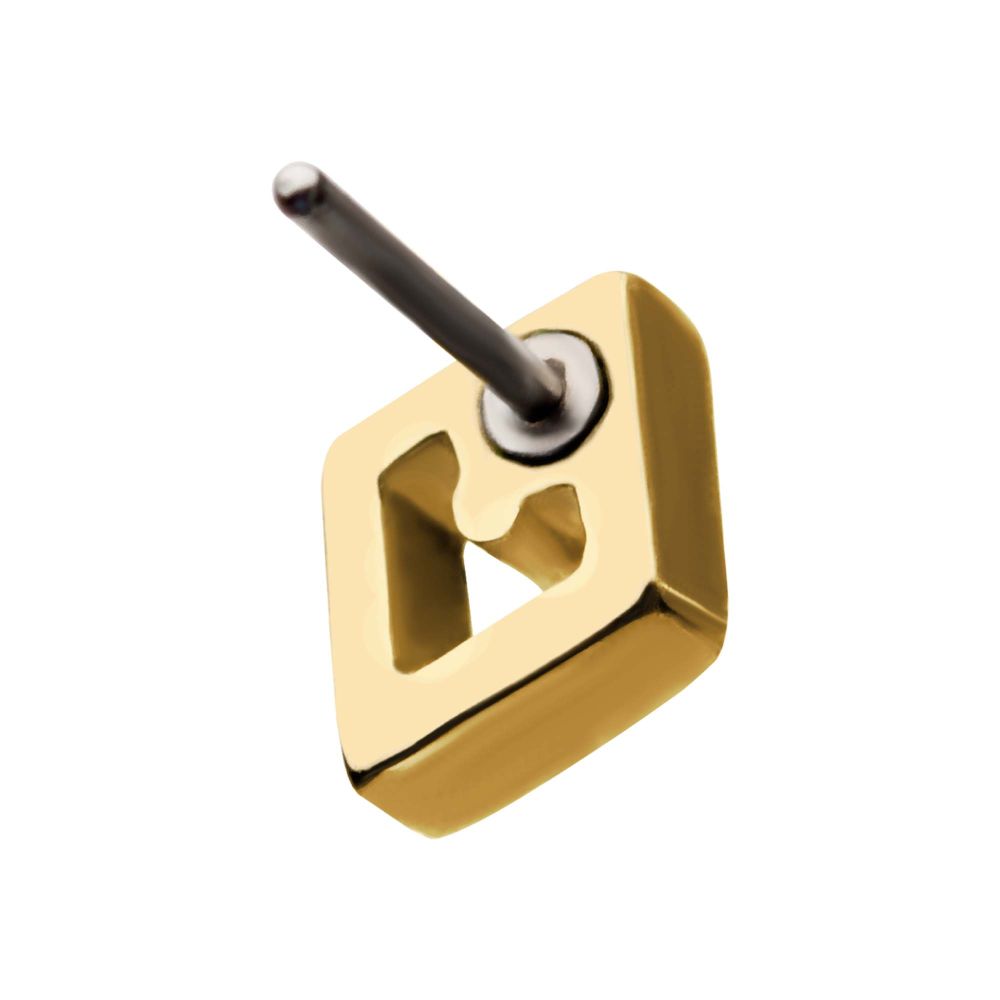 14kt Gold Threadless Rhombus Top with Prong Set Clear CZ