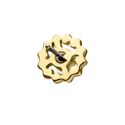 14Kt Gold Threadless Bezel Set Gem Flower Top