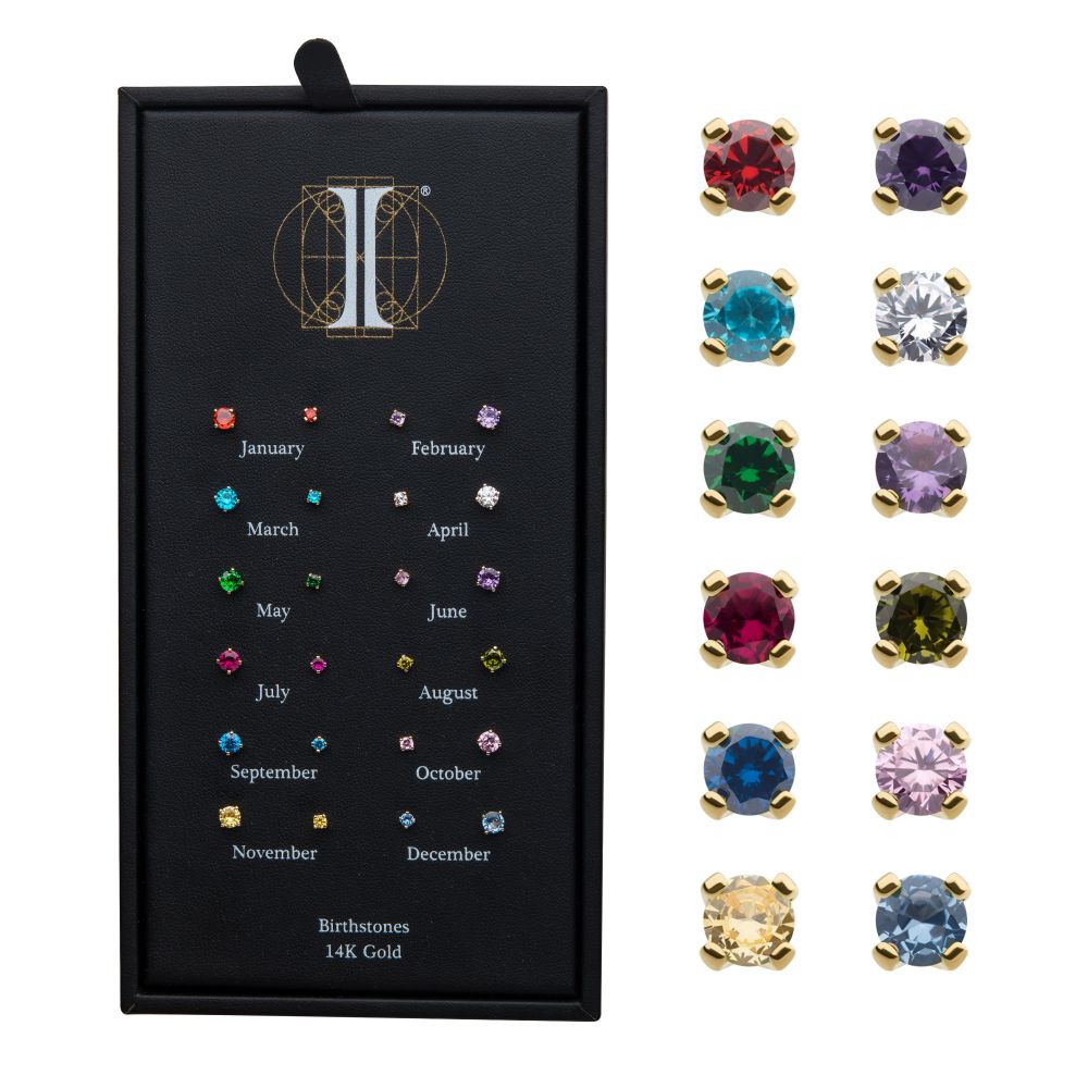 14Kt-Gold Threadless with Birthstone Prong Set Top