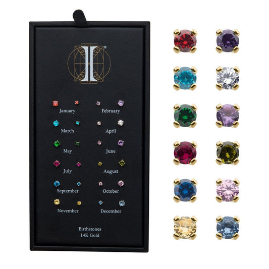 14Kt-Gold Threadless with Birthstone Prong Set Top