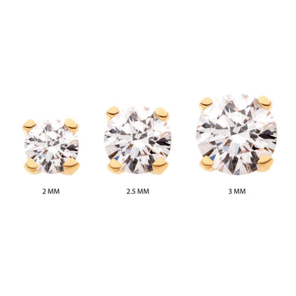 14Kt Yellow Gold Threadless with Prong Set Genuine Round Diamond Top