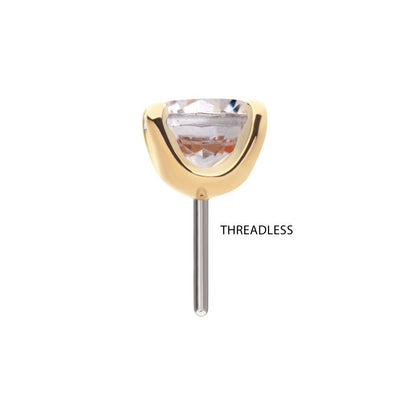 14Kt Yellow Gold Threadless with Prong Set Round Swarovski Top