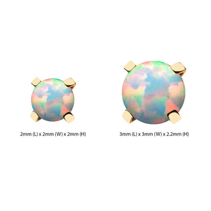 14kt Yellow Gold Threadless with 4-Prong Set White Opal Top