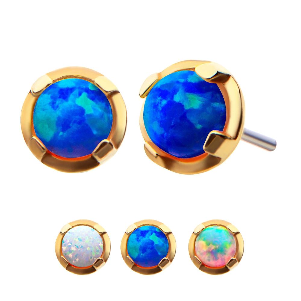 14Kt Yellow Gold Threadless Prong Set Opal Top