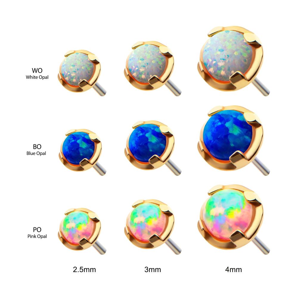 14Kt Yellow Gold Threadless Prong Set Opal Top